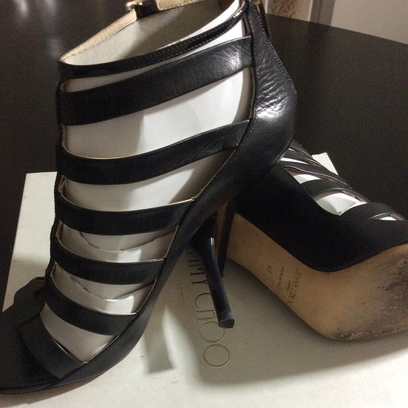 Jimmy Choo black leather high heeled sandals - Picture 3 of 5